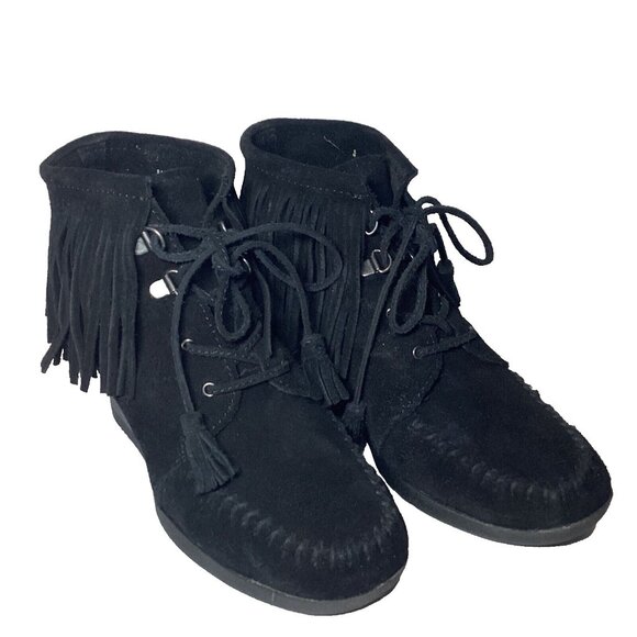 Minnie Tonka Black Suede Leather Lace Up Heels Size 8 Model #84020 Pre-Owned - Picture 5 of 12